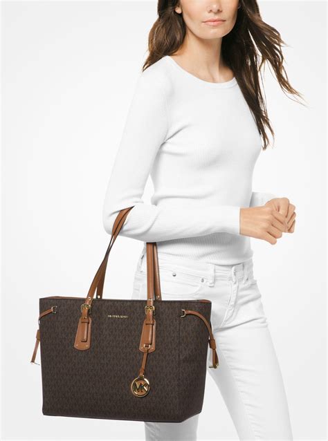 michael kors voyager medium logo tote replica|michael kors saffiano tote.